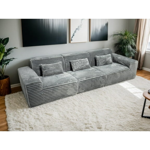 MEISIMAN 118" Cloud Couch, Modular Sectional Couch - Sofas for Living Room, Memory Foam Compression Sofa & Easy Move Furniture for Apartments, No Assembly Required