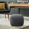 thumbnail image 7 of Casafield Square Pouf Ottoman, Dark Gray - 18.5" W x 18.5" D x 14.5" H Cotton Knit Foot Stool - Boho Floor Pouffe for Living Room, 7 of 7