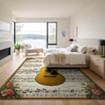 thumbnail image 3 of ODIKA 9'x12' Washable Area Rug Guitar Print Music Notes Vintage Border Retro Acoustic Motif for Master Suite, California King, Under Bed, Non-Shedding, Easy Care, 3 of 7