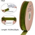 thumbnail image 2 of 18.5 Yards × 1 Inch Christmas Single Side Velvet Ribbon Green Velvet Ribbon Satin Ribbon Roll for Wedding Gift Wrapping Hair Bows Flower Arranging Home Decorating (Olive), 2 of 9