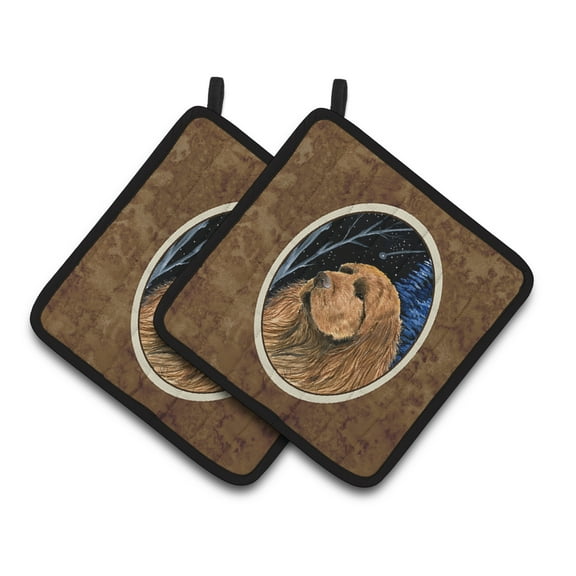 Carolines Treasures SS8391PTHD Starry Night Sussex Spaniel Pair of Pot Holders 7.5HX7.5W multicolor