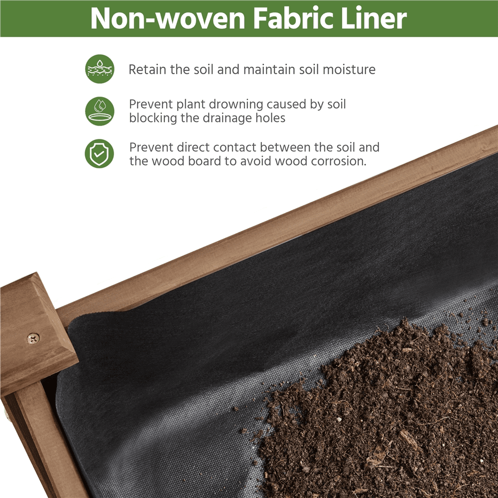 Renwick Rectangle Wood Garden Bed Raised Planters,Dark Brown