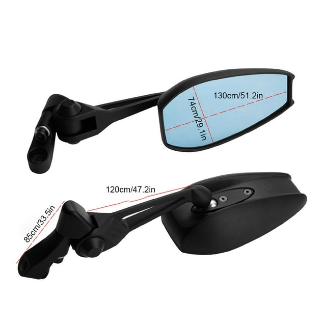 VONKY 2022 Motorcycle Rearview Mirror With Anti-glare Glass Lens Rear View Mirrors Can Be Freely Adjusted Black BLUE GLASS