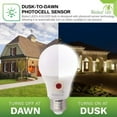 thumbnail image 2 of 3 Pack Bioluz LED Dusk to Dawn A19 Bulb Auto On/Off 60W Replacement 9W Photocell Photosensor Instant ON and 3 Min Delay Off 3000K Soft White Indoor/Outdoor Lighting Lamp Garage Hallway Yard Porch, 2 of 9