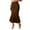 Brown, variant on Riforla Women's Rib Knit Ruched Elastic Waist Ruffle Hem Fishtail Midi Skirt Women's Skirts Brown L