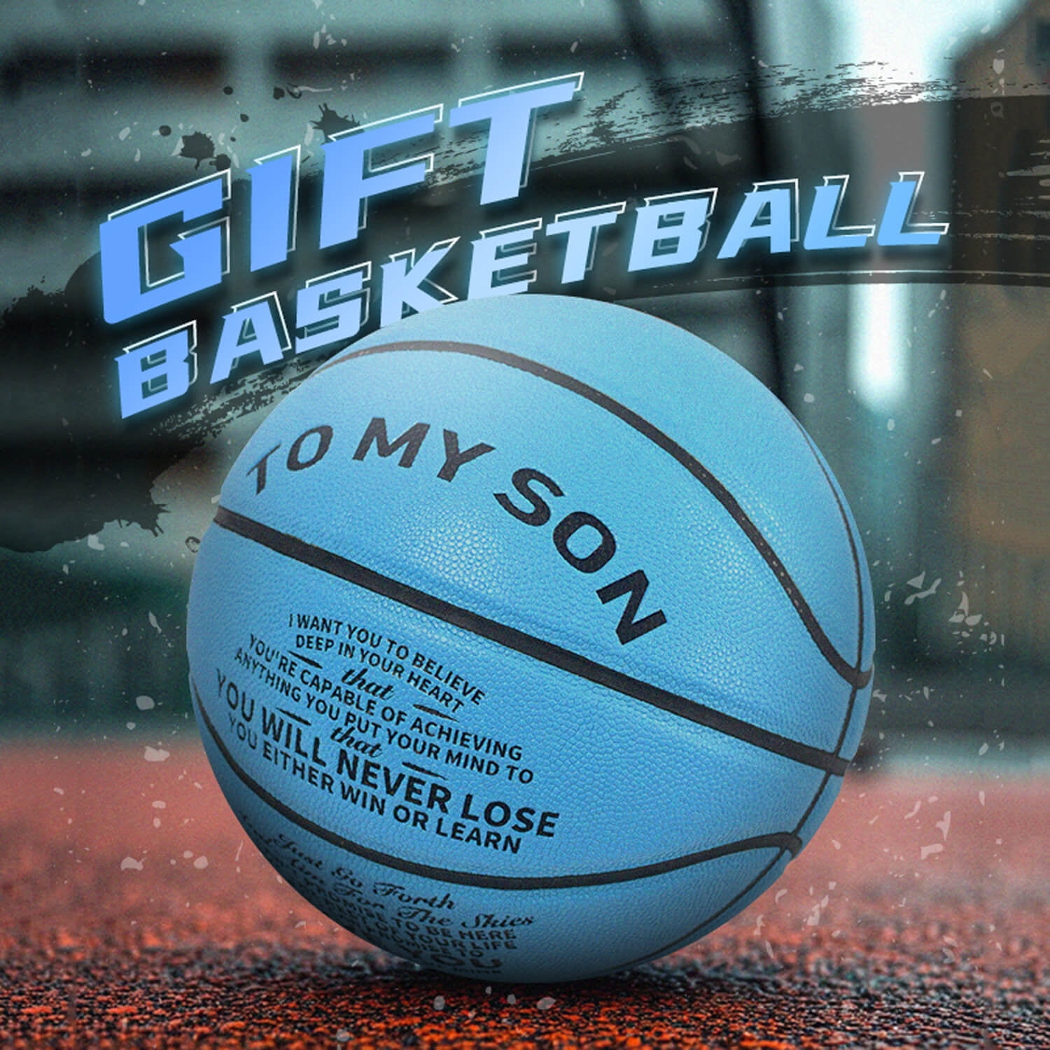SALYWEE PU Basketball "to My Son" No.7 Ball Size Best Gift for Adult Teens Sports(Free Pump&Bag)