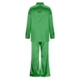 thumbnail image 6 of Besolor Womens Silk 3 Piece Pajamas Satin Camisole Button down Cardigans with Wide Leg Pants Sets Loungewear S-XXL Green, 6 of 8