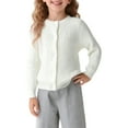 thumbnail image 6 of SonxaHe Toddler Girl' School Sweater Solid Button Front Knitted Cardigan Children Classic Outerwear Fall Sweaters White,Sized 2-3, 6 of 6