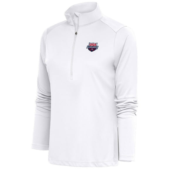 Women's Antigua White USA Swimming Tribute Half-Zip Pullover Top