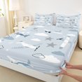 thumbnail image 3 of Homewish Kids Children Kawaii Airplane 4 Pieces Queen Sheet Sets,Cartoon Aircraft Ultra Soft Flat Sheet,Cute Stars Print Queen Fitted Sheet,Luxury Bedroom Decor, 3 of 7