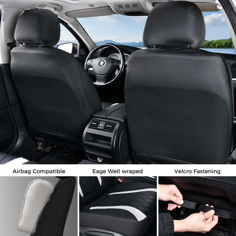 Coverado Faux Leather Seat Covers, Black & White, 4 Pieces photo 7