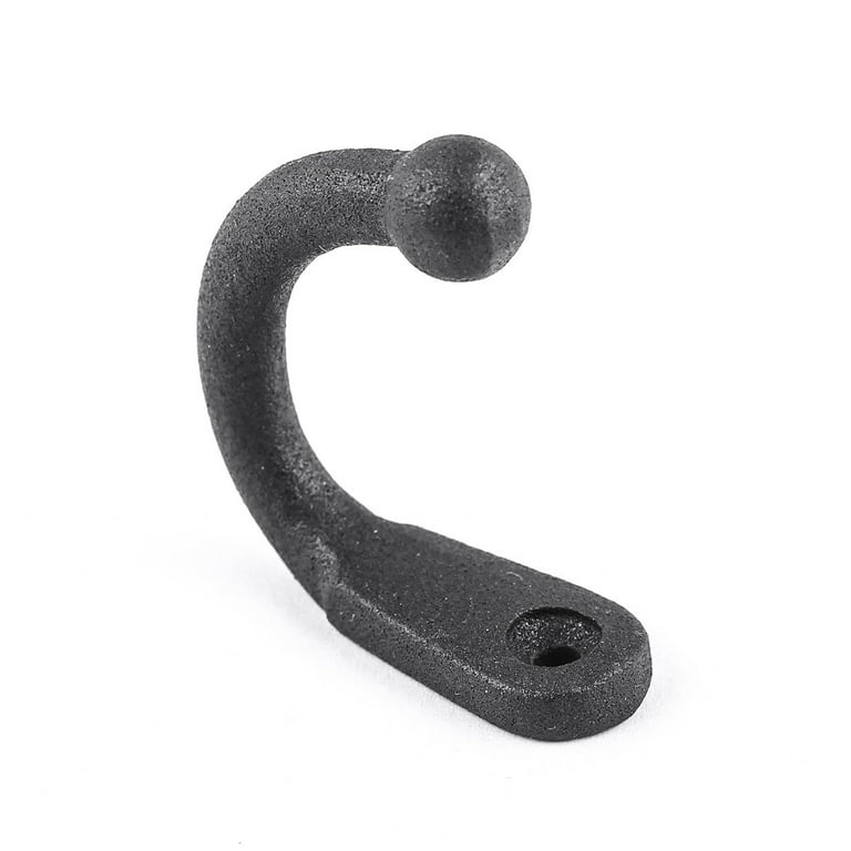 Renovators Supply Manufacturing Black Wrought Iron Wall Mount Coat Hook 2 proj. Rust Resistant with Hardware
