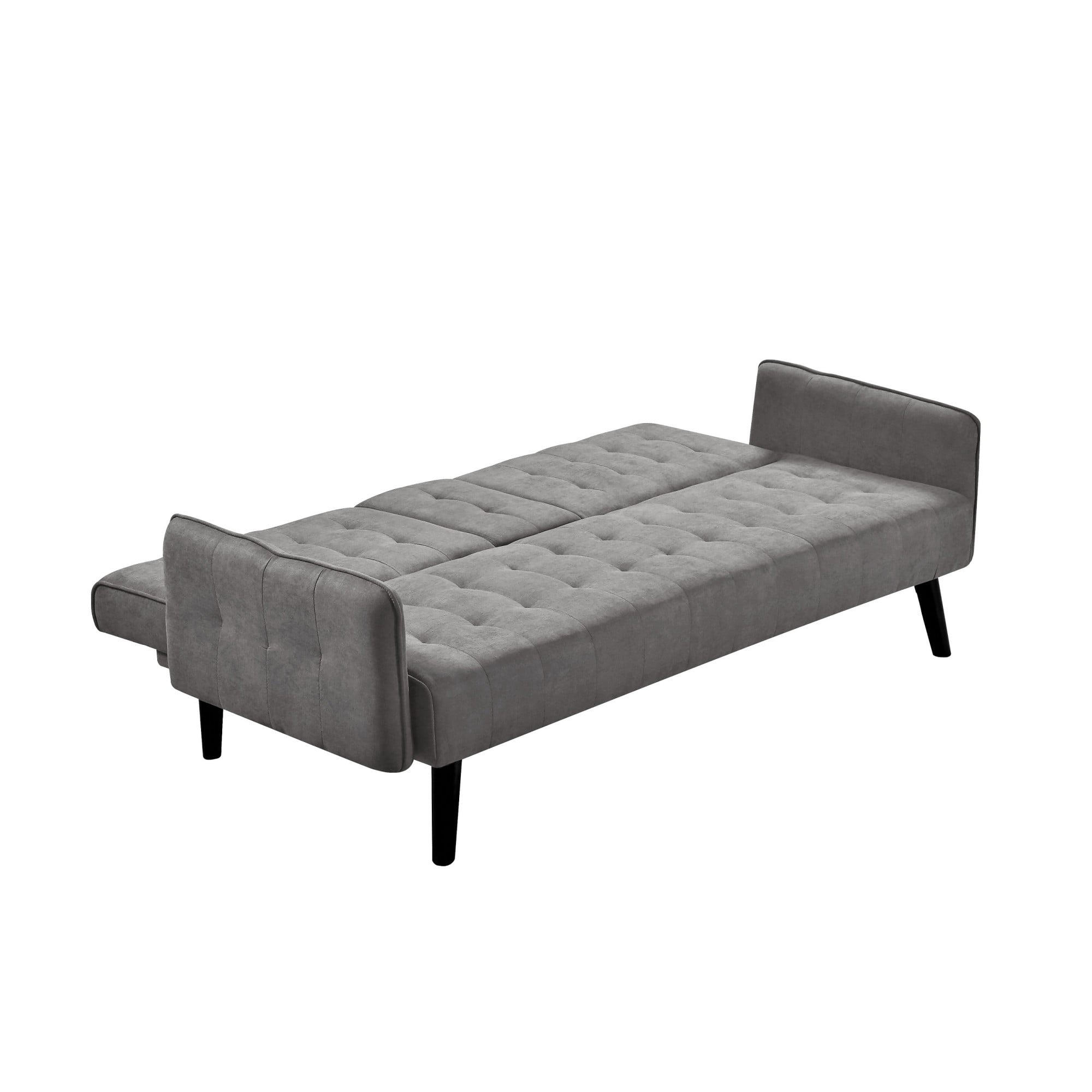 BSHTI 72" Linen Sleeper Sofa Bed with Folding Backrest,Adjustable Back, Drop-Down Table with Cup Holder for Living Room（Light Gray）