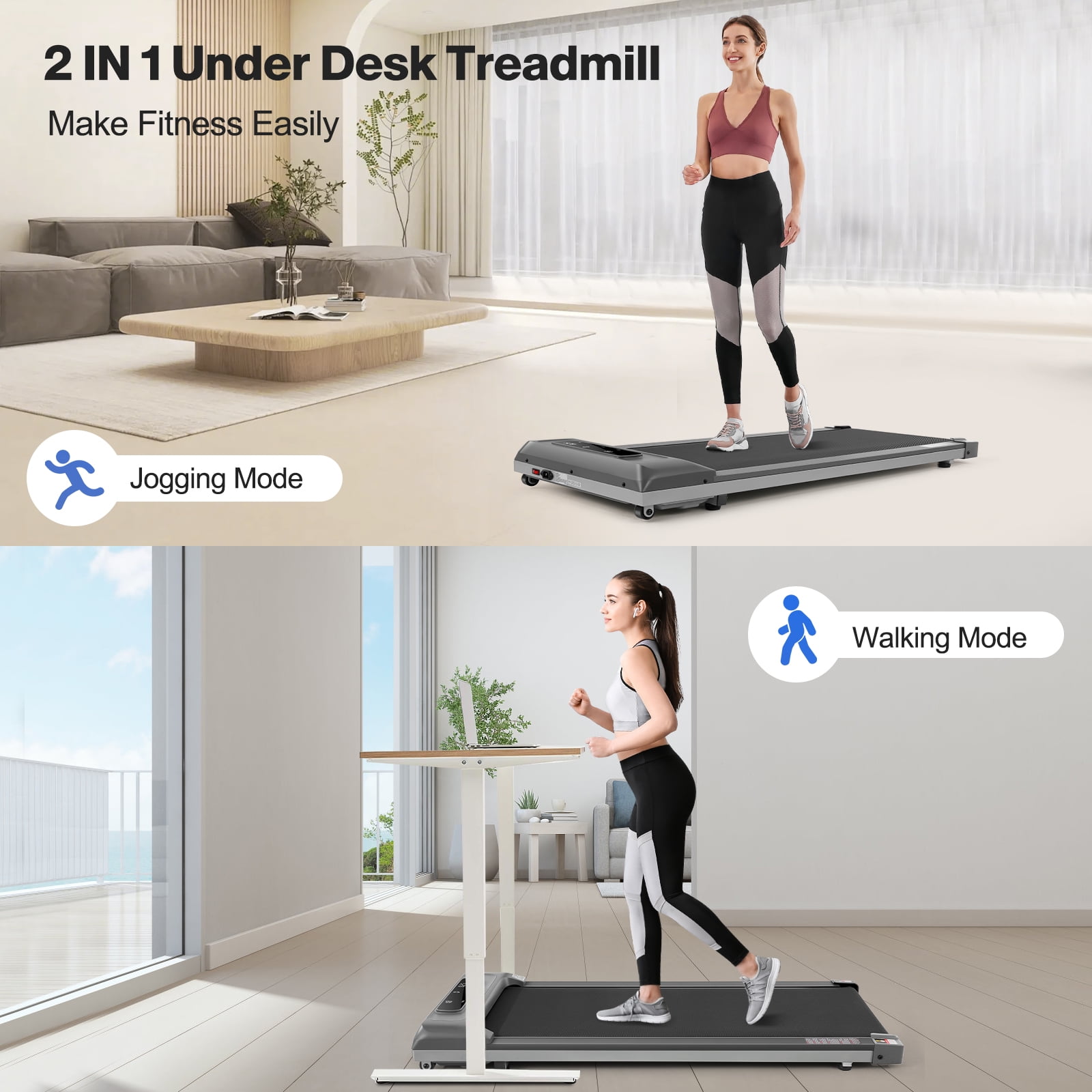 Walking Pad 300lb, Large Walking Area Under Desk Treadmill with Remote & App Remote Control for Home/Office Jogging Running