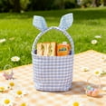 thumbnail image 5 of Outoloxit Easter Basket with Rabbit Ears and Plaid Design for Easter Eggs Candy Storage, Home Decor手提袋 Gift for Women Kids, 5 of 7