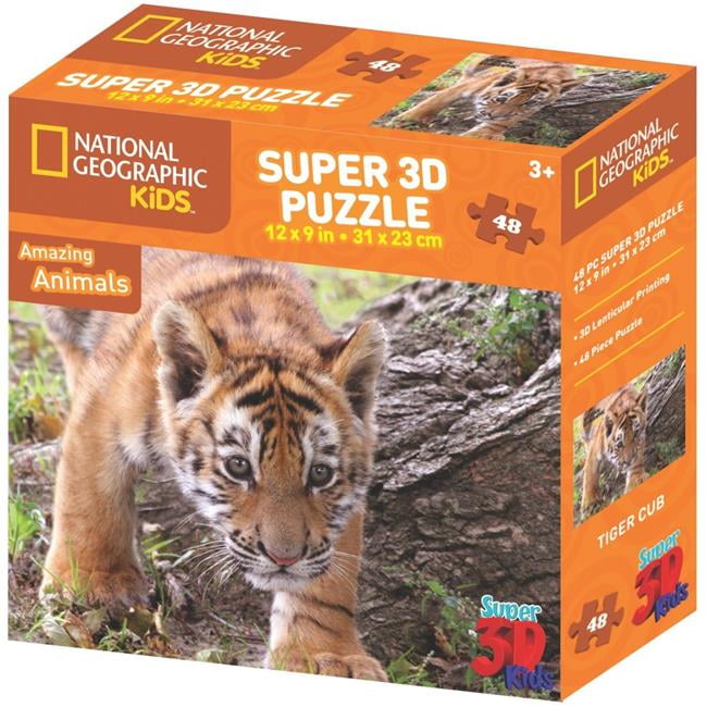 3D Jigsaw Puzzle National Geographic 48 Pieces 12"X9"Tiger