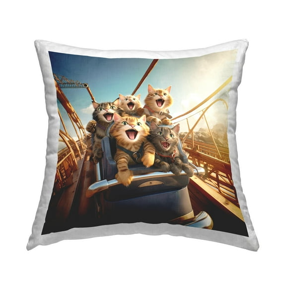 Stupell Industries Cats on Roller Coaster Decorative Printed Throw Pillow Design by Jim Baldwin