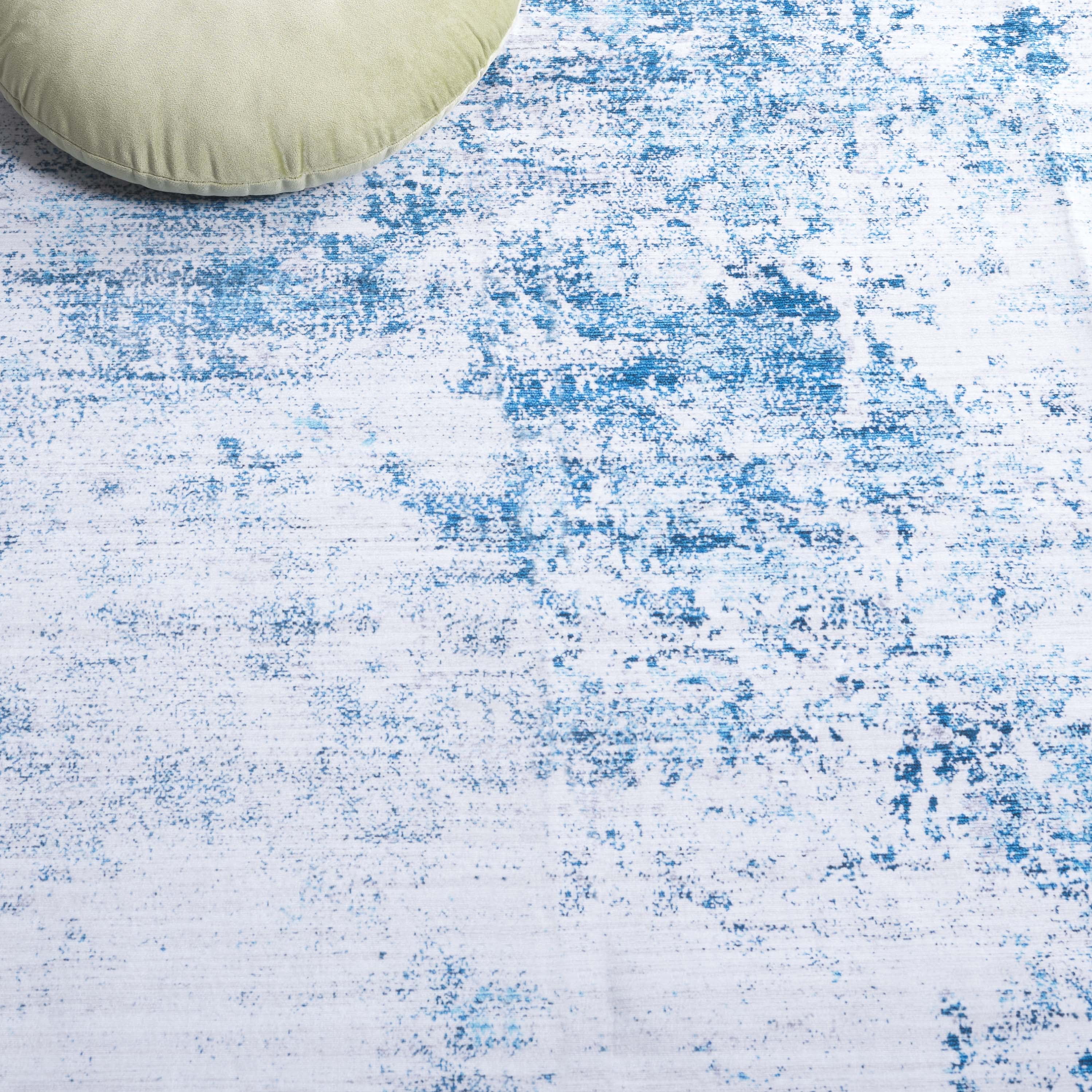 SAFAVIEH Malibu Dalia Distressed Polyester Runner Rug, Beige/Turquoise, 2'6" x 8'