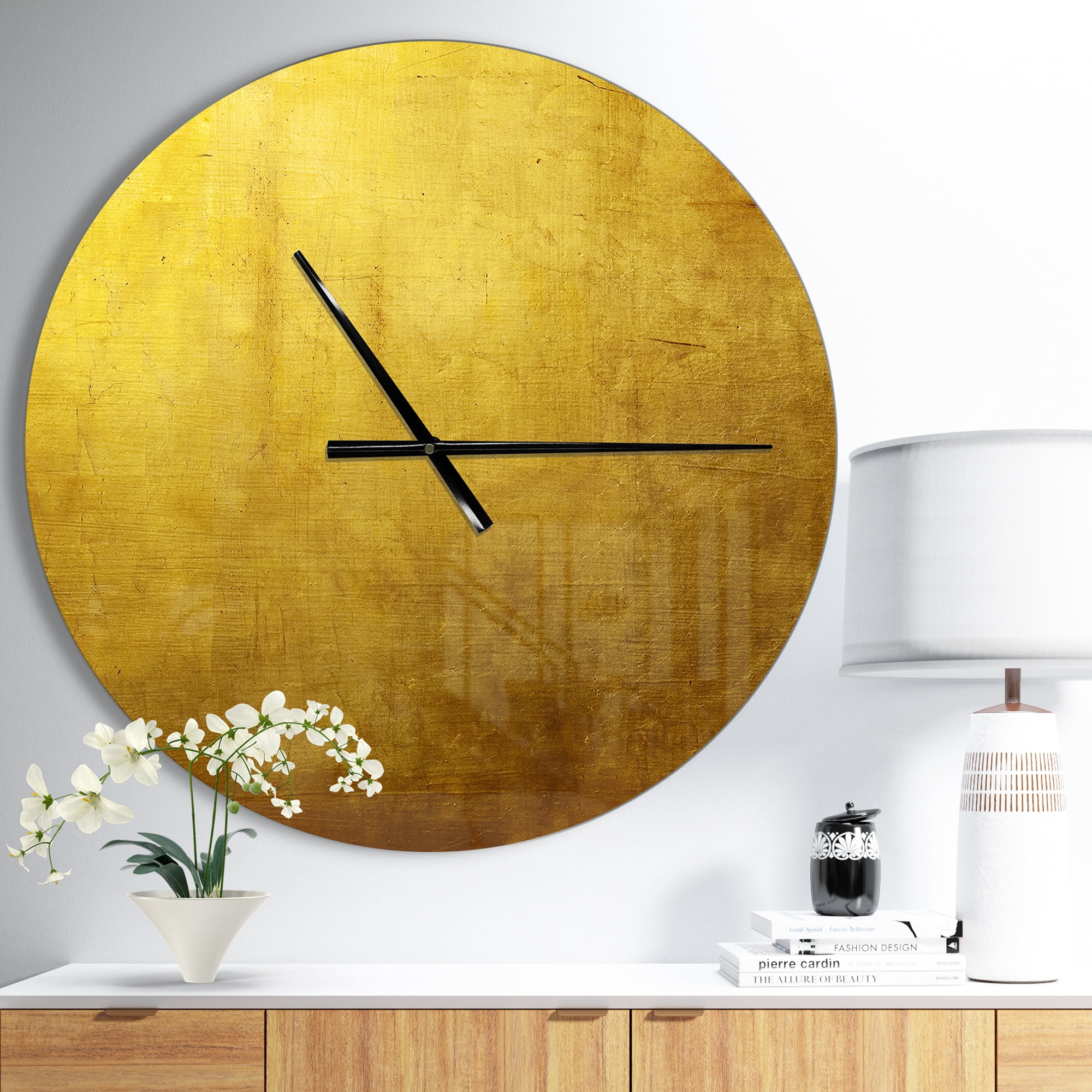 Designart 'Gold Texture ' Modern wall clock