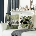 thumbnail image 4 of Warm Winter Wishes Green Decorative Throw Pillow Covers 18 x 18 Set of 4, Cozy Vibes Pine Needle Farmhouse Outdoor Pillowcase, Christmas Plaid Bow Cushion Case Home Decor, 4 of 6