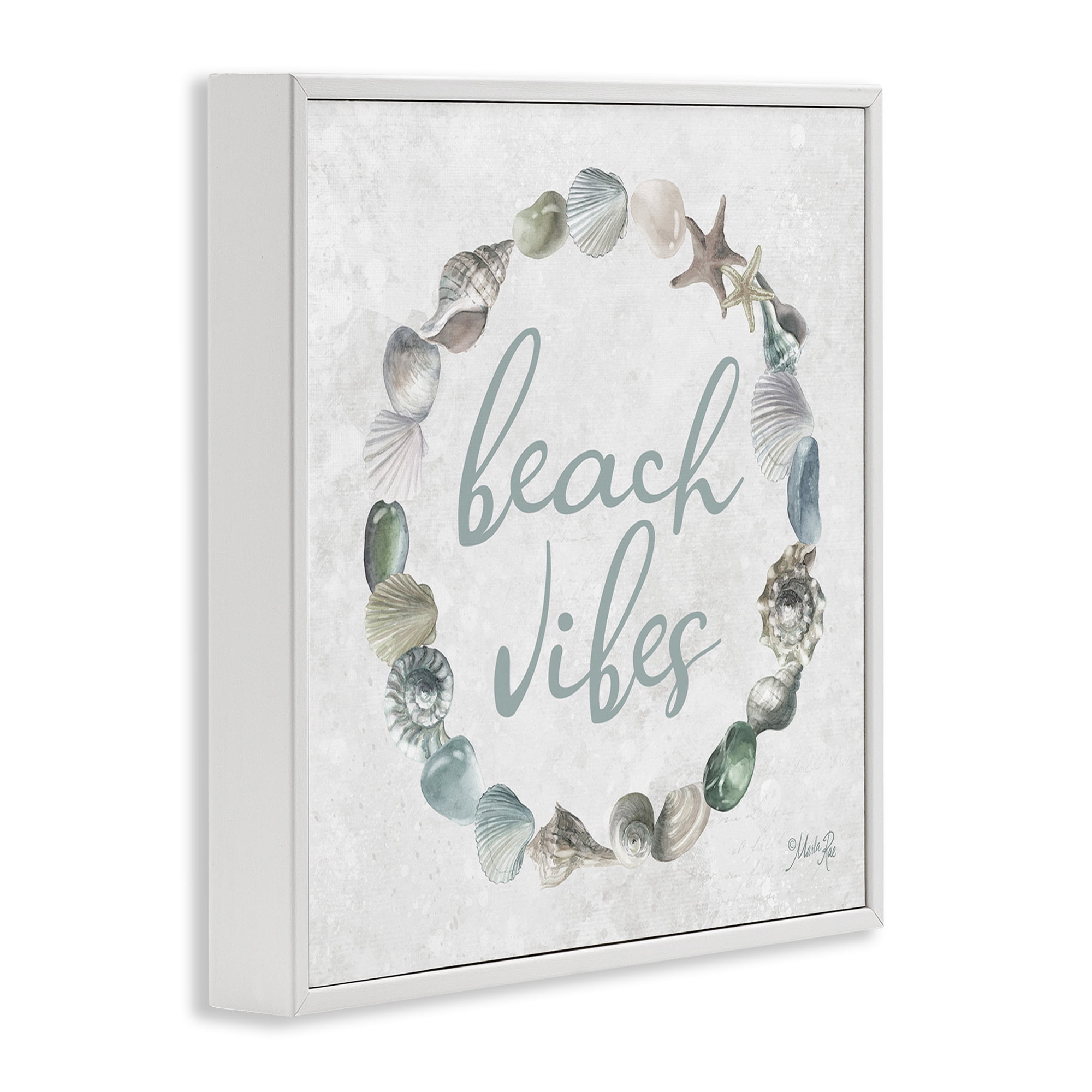 Stupell Industries Beach Vibes with Shells Animals & Insects Painting White Framed Art Print Wall Art, 24 x 24