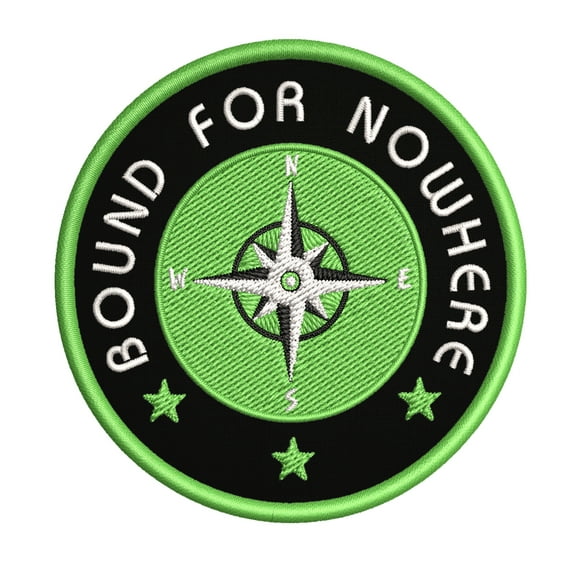 Bound for Nowhere Compass In Zombie Green 3.5 Inch Iron Or Sew On Embroidered Fabric Badge Patch National Parks Iconic Series