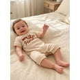 thumbnail image 5 of BemeyourBBs Preemie Baby Boys Summer Clothes Baby Boy Newborn Hospital Going Home Outfit Waffled Romper I'm New Here Letter Embroidery Short Sleeve Jumpsuit Playsuit Shorts, 5 of 9