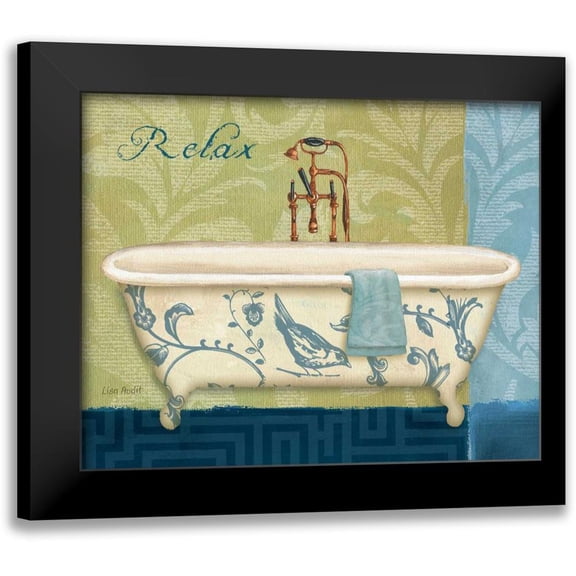 Audit, Lisa 14x12 Black Modern Framed Museum Art Print Titled - Blue Botanical Bath II