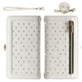 thumbnail image 4 of Asuwish Phone Case for iPhone 16 Pro Max 6.9 in Zipper Wallet Detachable Cell Cover with Tempered Glass Screen Protector Crossbody Lanyard Strap Bling Glitter Flip Card Holder Slot Women Girls White, 4 of 8