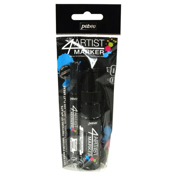 Pebeo 4Artist Black Marker Set, 2mm & 8mm