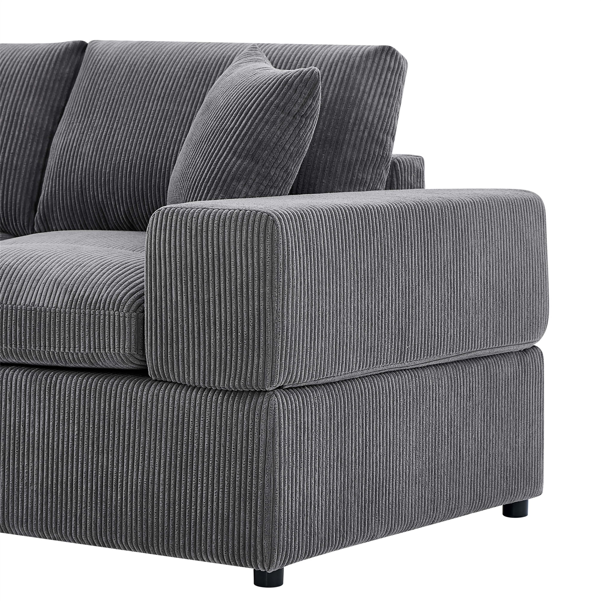 Aukfa 135" Oversized U shape Sectional Couch Modular Sofa for Living Room, 2 Ottoman&Pillows, 25" Deep Seat, Corduroy, Dark Gray