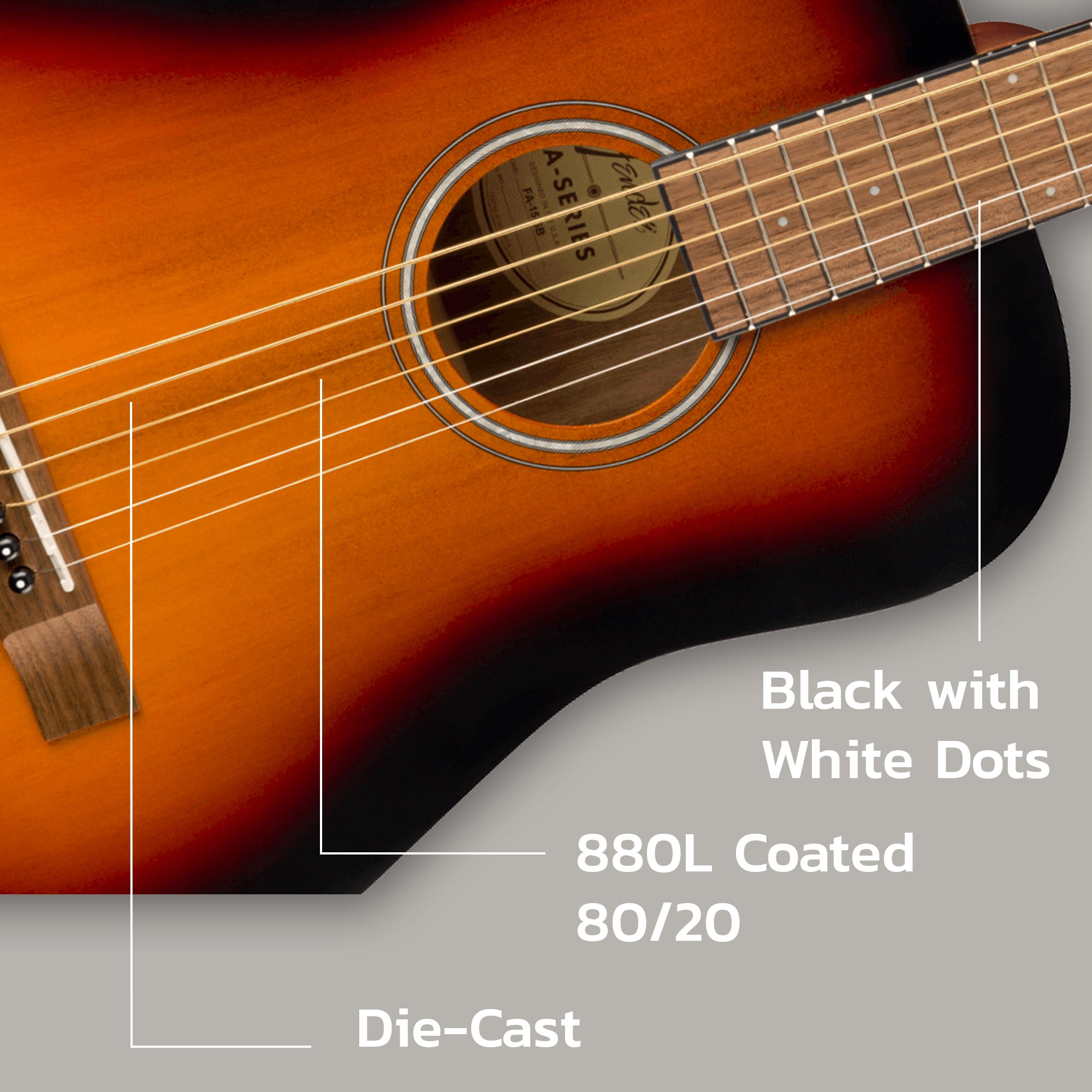 Fender FA-15 3/4-Scale Kids Steel String Acoustic Guitar - Sunburst w/ Gig Bag