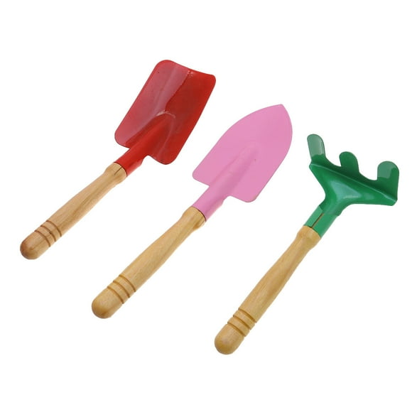 FRCOLOR Beach sandbox toy Metal & Wood Kids Garden Tools Set with Wooden Handle for Beach Sandbox Play Great for Outdoor Use 21.5 * 7.5cm,8.46"X2.36"X3.15"