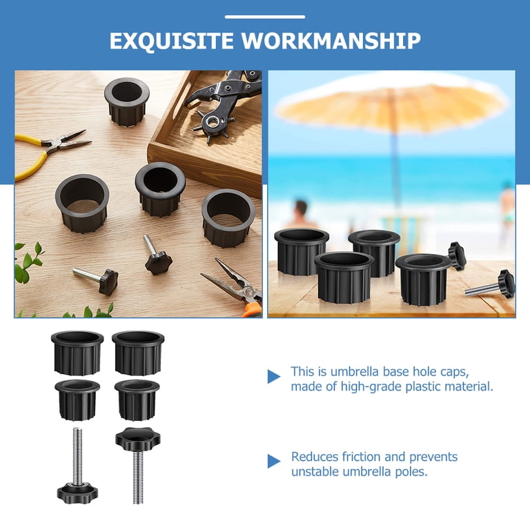 electric outlets for patio umbrella poles 2 Inch Table Ring Plug Set, Black 2 Pack Crafted from durable PVC plastic Adrinfly 12 pcs Patio Umbrella
