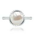 thumbnail image 4 of Rosec Jewels Freshwater Pearl Solitaire Ring with Diamond Side Stones (8 mm, 8 Carat), 925 Sterling Silver, US 6.50, 4 of 8