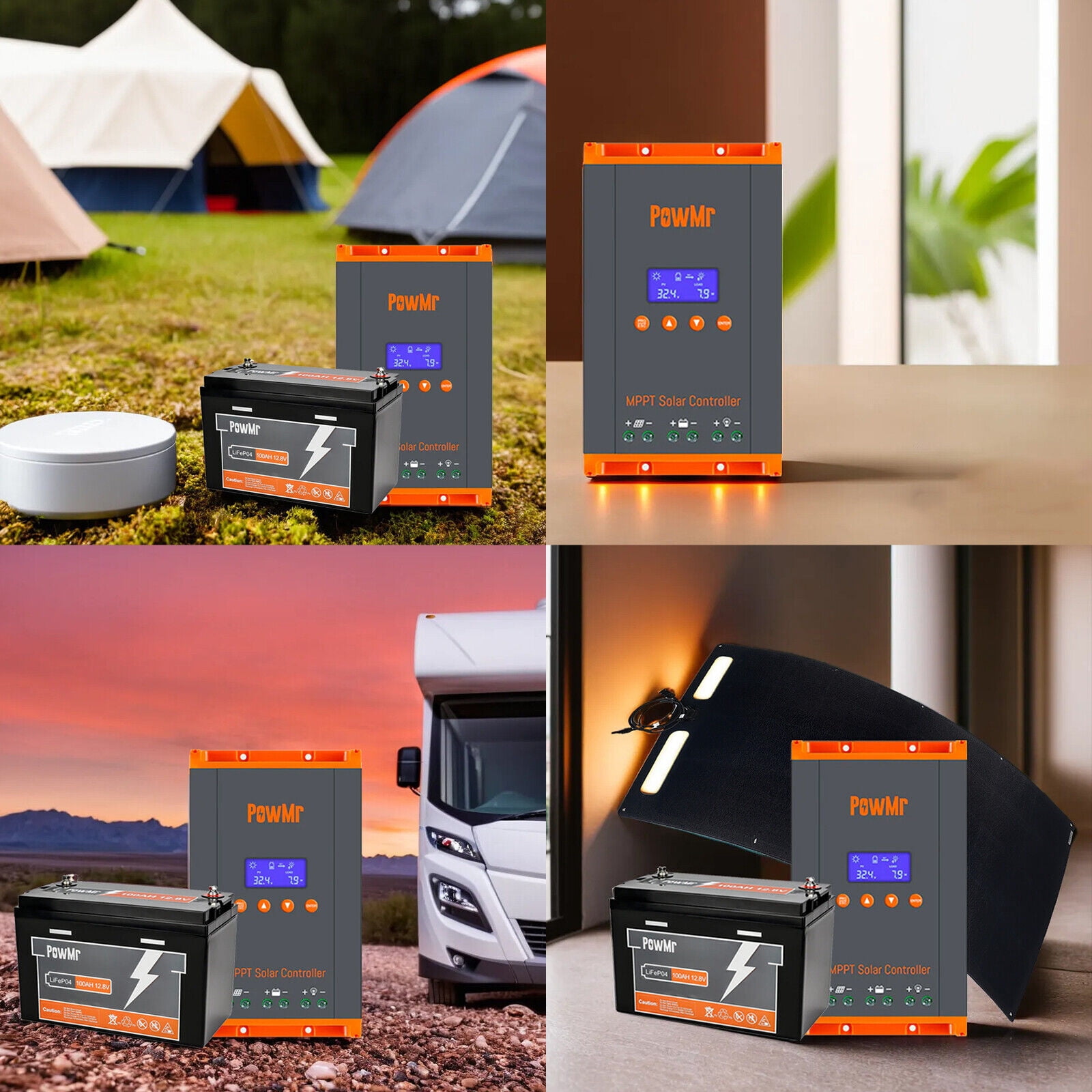 Parallel 12 PowMr 60A MPPT Solar Charge Controller 12V 24V 36V 48V  MAX PV160v