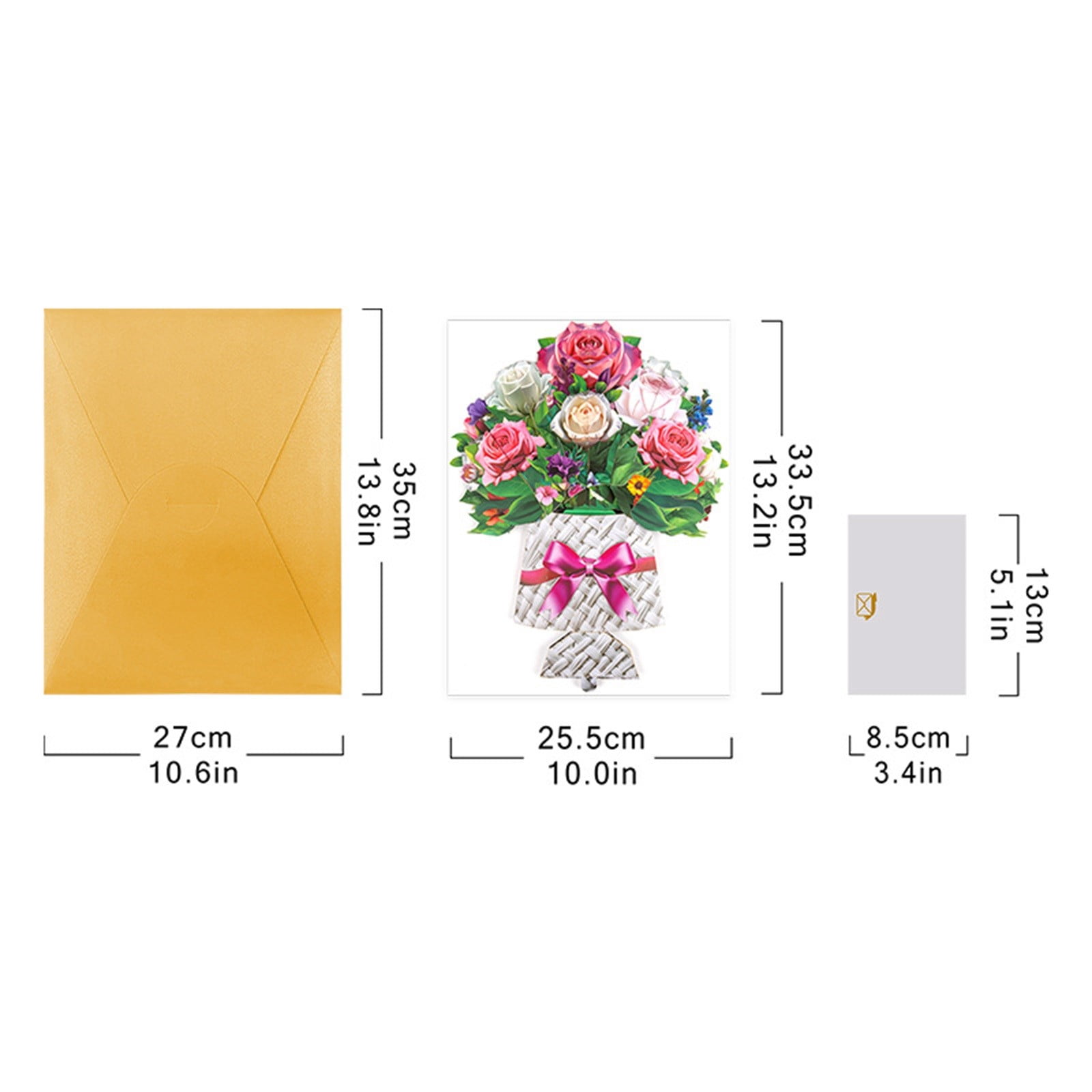 Mother's Day Bouquet 3D Greeting Card, Mother's Day Bouquet Large 3D Cards Set, Handmade Greeting Card, Assorted Floral Vase Foldable Handmade Cards for Tabletop Display & Gifting 1Pcs
