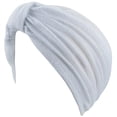 thumbnail image 1 of Soft Terry Cloth Turban Head Cover with Reversible Knot or Button Front - White, 1 of 3