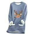 thumbnail image 1 of WEAIXIMIUNG Sweatshirts pour Femmes Fermeture Éclair Sans Capuche Thème de Noël Cerf Col Rond Pull avec Poches Thermiques Rembourrées, 1 of 5