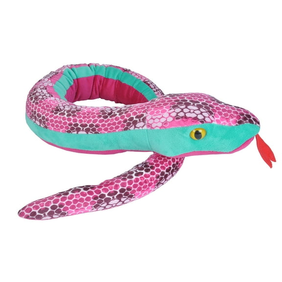 Wild Republic Plush Snake  Honeycomb Pink Snake Stuffed Animal, 54 Inches