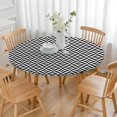 thumbnail image 3 of Black White Triangle Checkered Pattern Round Fitted Tablecloth with Elastic Edge,Dining Table Cover Waterproof,Outdoor Round Tablecloth for Camping,Dining,Indoor and Outdoor, 3 of 7