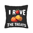 thumbnail image 4 of Set of 2 Decorative Throw Pillow Covers 18x18in - Playful Red Yellow Pumpkin Design with ' I LOVE THE TREATS ' Text for Couch Bed Car, 4 of 8