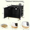thumbnail image 6 of Hzuaneri Hidden Cat Litter Box Enclosure, 23.6" Wooden Indoor Cat House, Litter Box Furniture Cabinet for Self-Cleaning Litter Boxes, Black Gold, 6 of 12