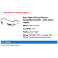 thumbnail image 2 of Rear Right ABS Speed Sensor - Compatible with 2005 - 2006 Subaru Legacy, 2 of 2