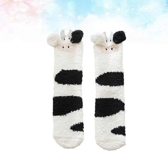 Luxshiny Coral Fleece Embroidered Sleep Socks Multi Color Soft Breathable for Bedtime