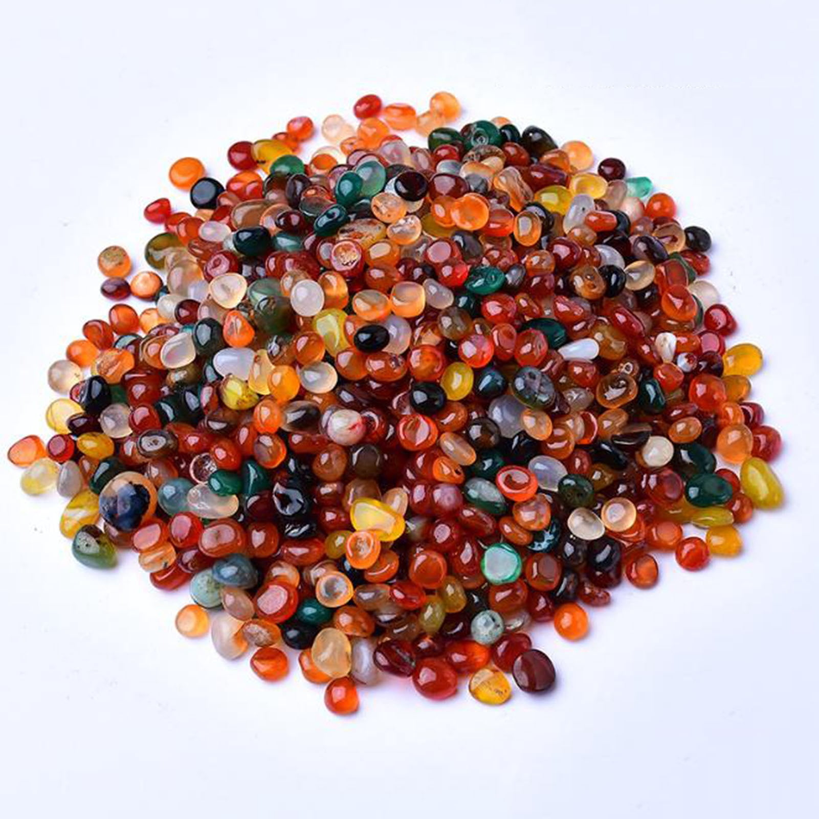 Natural Colorful Crystal Decorative Aquariums Gravel,1.1lb/500g Colored round agate Stone for Fish Tanks Plant Terrariums Decor Handwork DIY Craft