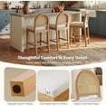 thumbnail image 5 of LAZZO Rattan Bar Stools Set of 2, Wooden Counter Height Stools with Rattan Woven Back and Chenille Seat for Dining Room, Beige, 5 of 9