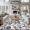 thumbnail image 4 of Spring Flowers Large Area Rugs for Bedroom Living Room, Soft Non Slip Carpet Bedside Rug, Farmhouse Dark Blue Pastoral Floral Leaf Rectangular Floor Cover Kitchen Accent Rug 8'x10' for Office, 4 of 9