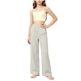 thumbnail image 3 of nerohusy Kids Wide Leg Pants Girls Elastic High Waisted Sports Pants Casual Solid Full Length Leg Pants with Pockets 14-15 Years, 3 of 6