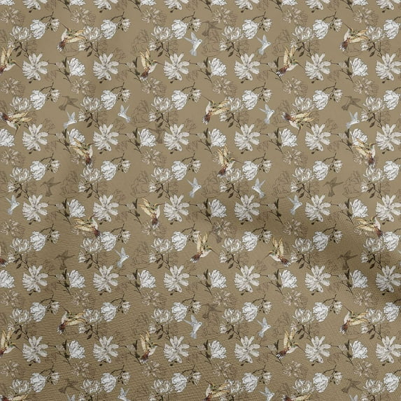 oneOone Cotton Flex Light Brown Fabric Leaves Diy Clothing Quilting Fabric Print Fabric By Yard 40 Inch Wide